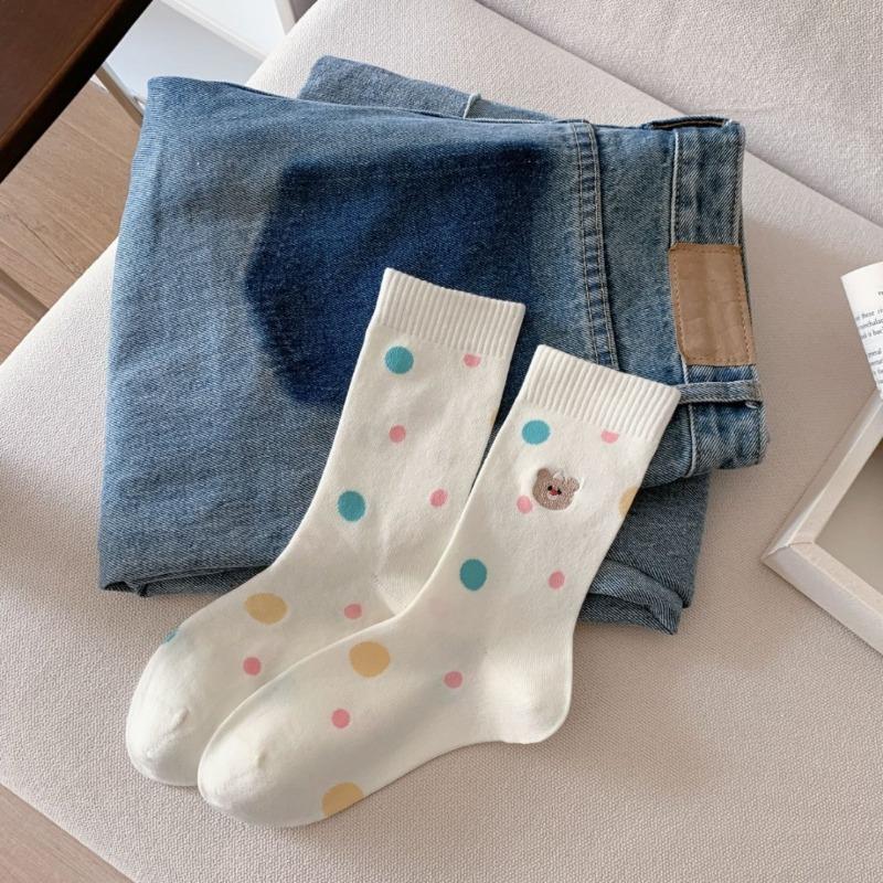 Ladies Spring and Summer Thin New Pure Cotton Cartoon Boneless Pile Socks