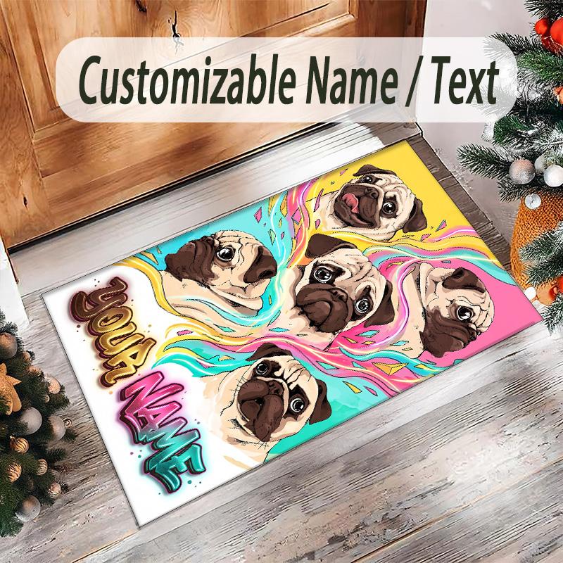Decorative Artwork Theme Crystal Velvet Rug Personalized Custom Name Text Soft Floor Mat Home Decor