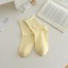 Black Ear-trimmed Socks for Women's Spring and Autumn: Simple and Versatile Boneless Mid-calf Socks, Sweet Polka Dot Socks with A School Style