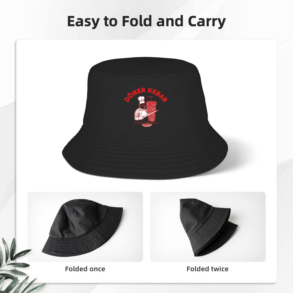 Doner Kebab Bucket Hat Panama Bob Hats Outdoor Cool Reversible For Summer Beach Fishing Unisex Fisherman Caps