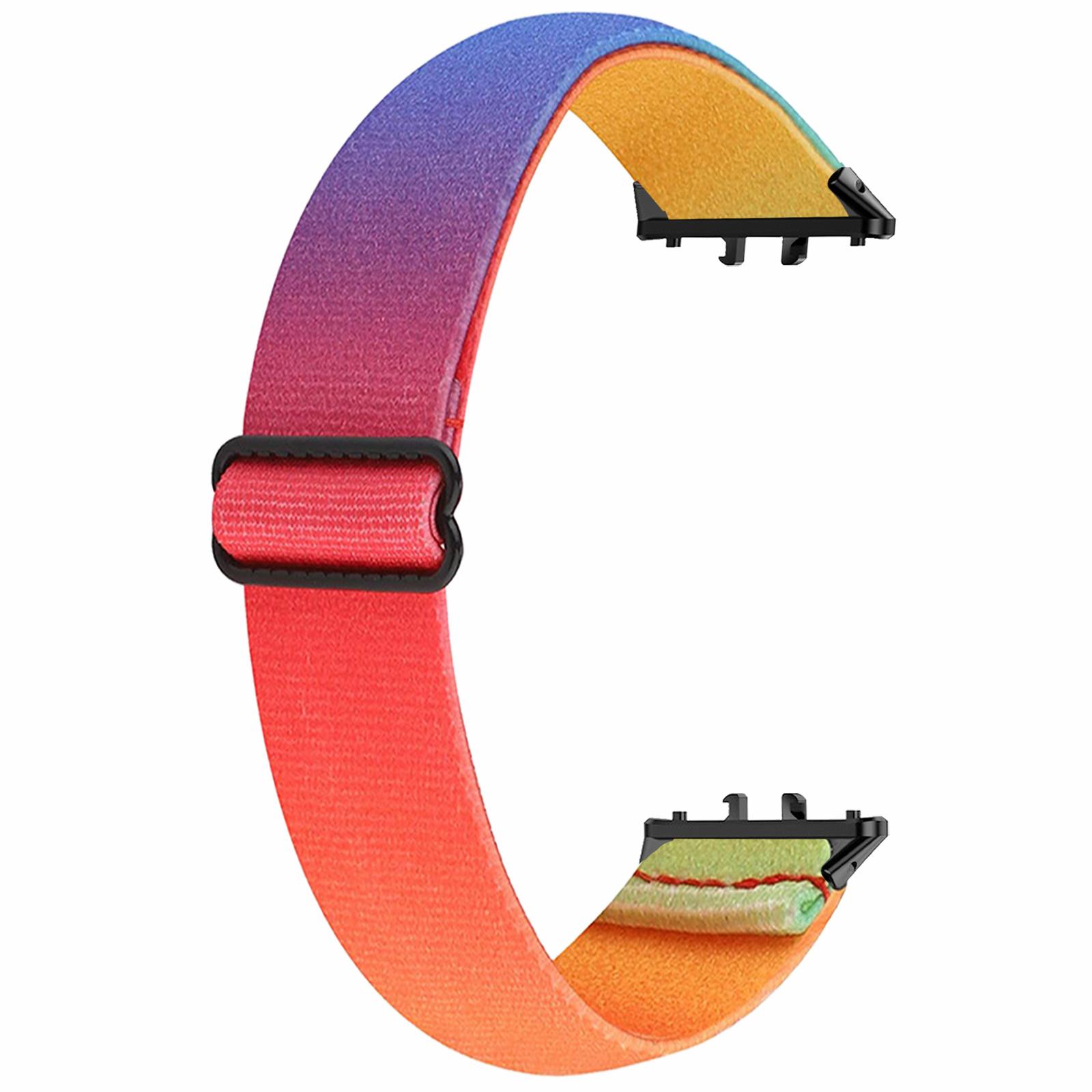 

For Samsung Galaxy Fit3 Watch Strap Elastic Nylon Adjustable Smart Watch Band Rainbow