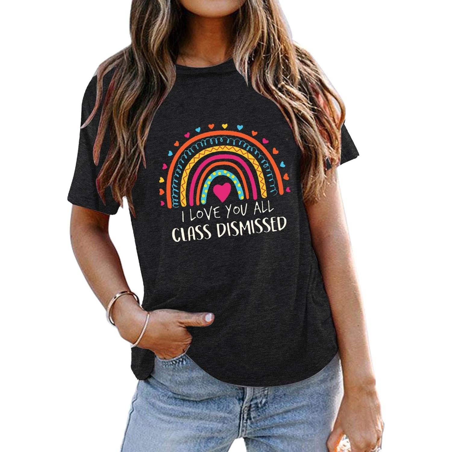 

Happy Last Day of School Shirts Women Hello Summer Teacher Life Tops School Graduation Tee Appreciation Gift Blouse XXXXXL