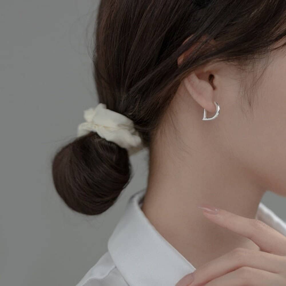 Silver 925 D Logo Luxury One-Touch Ring Silver Earrings E117