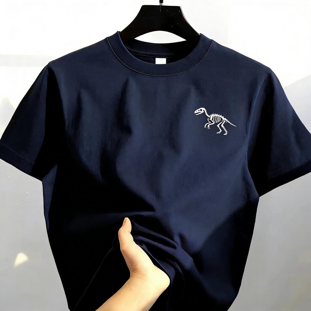 Summer Fashion Loose and Casual Sporty Style Y2K Mens Tshirt Interesting Little Dinosaur Highquality Pure Cotton Top