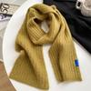 Wool knitted wool small scarf women's winter beige versatile couple solid color short scarf men's thin narrow