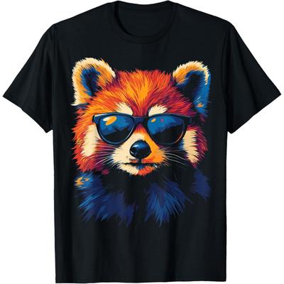 Red Panda Animal Motif Sunglasses Artwork Red Panda T-Shirt