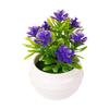 7 Flowers Artificial Potted Plant Small with White Pot Artificial Faux Plants Multi-Bloom Plastic Fake Flower Bonsai