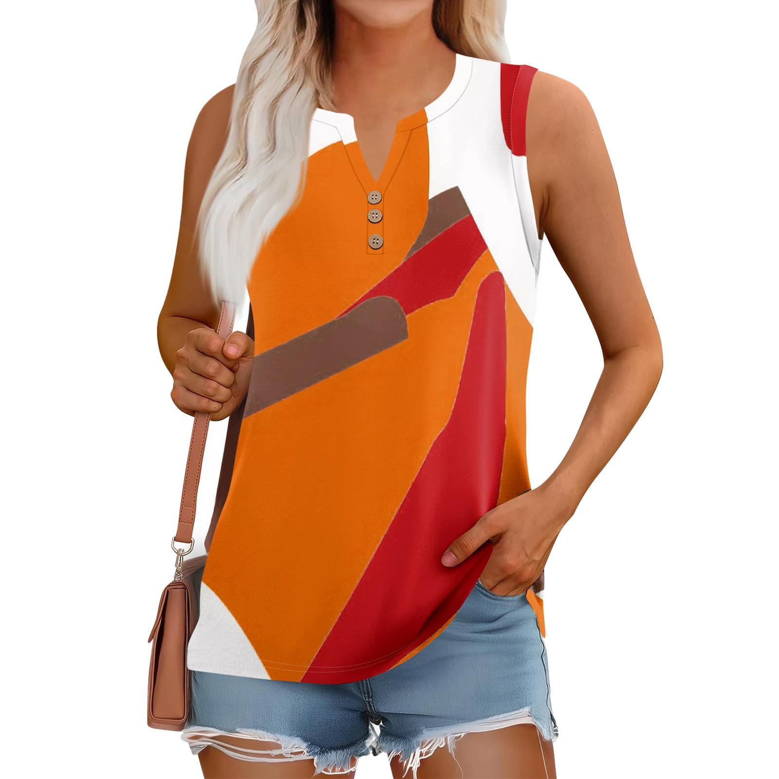 

Женский летний жилет, свободный, однотонный, с пуговицами, V-образным вырезом, повседневная рубашка без рукавов XL шафрановый
