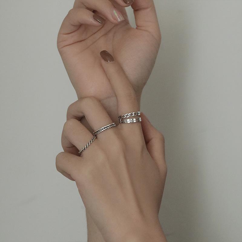 Artistic S925 Silver Open Smiley Face Ring For Women In Retro And Korean Styles