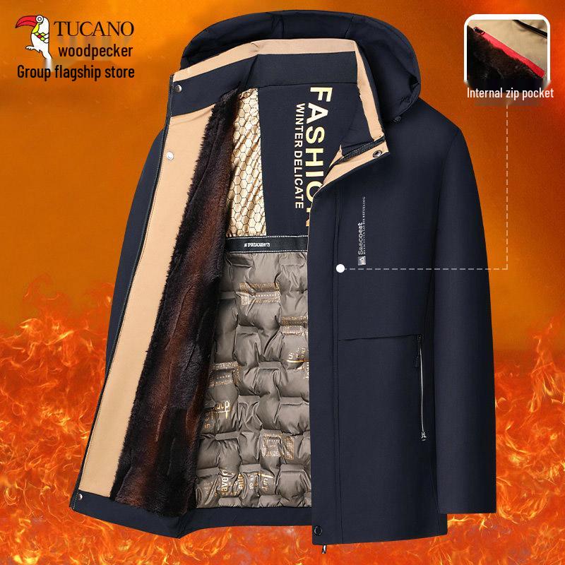 Men's Winter Cotton Padded Jacket for Middle-aged & Elderly - Warm Grandpa Coat