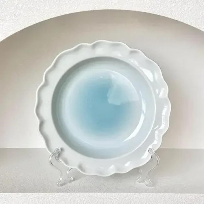 Cute Blush Gradient Korean Tableware Plate Dessert Fruits and Vegetables Plate Yogurt Rice Bowl Underglaze Ceramic Tableware Set