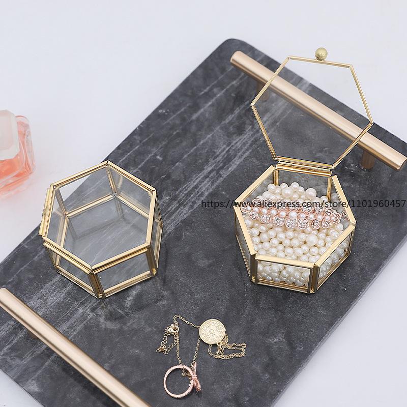 Nordic in Minimalist Glass Storage Jewelry Tray European Retro Mini Glass Jewelry Box Display Decoration Ornaments