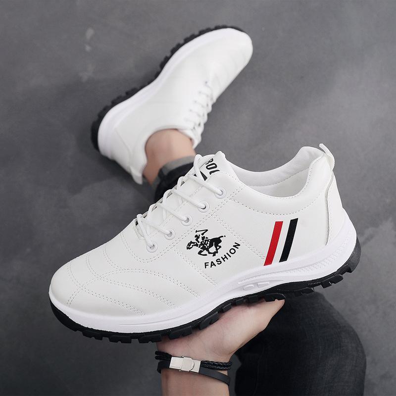 Sports Men's Shoes Spring Casual Shoes Leather Men's Shoes Comfortable White Shoes Student Outdoor Running Shoes Men's Sports Shoes