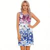 Sleeveless Tear Away Dress for Women Post Shoulder Surgery Independence Day Star Print Adjustable Fit Lightweight Summer Dress