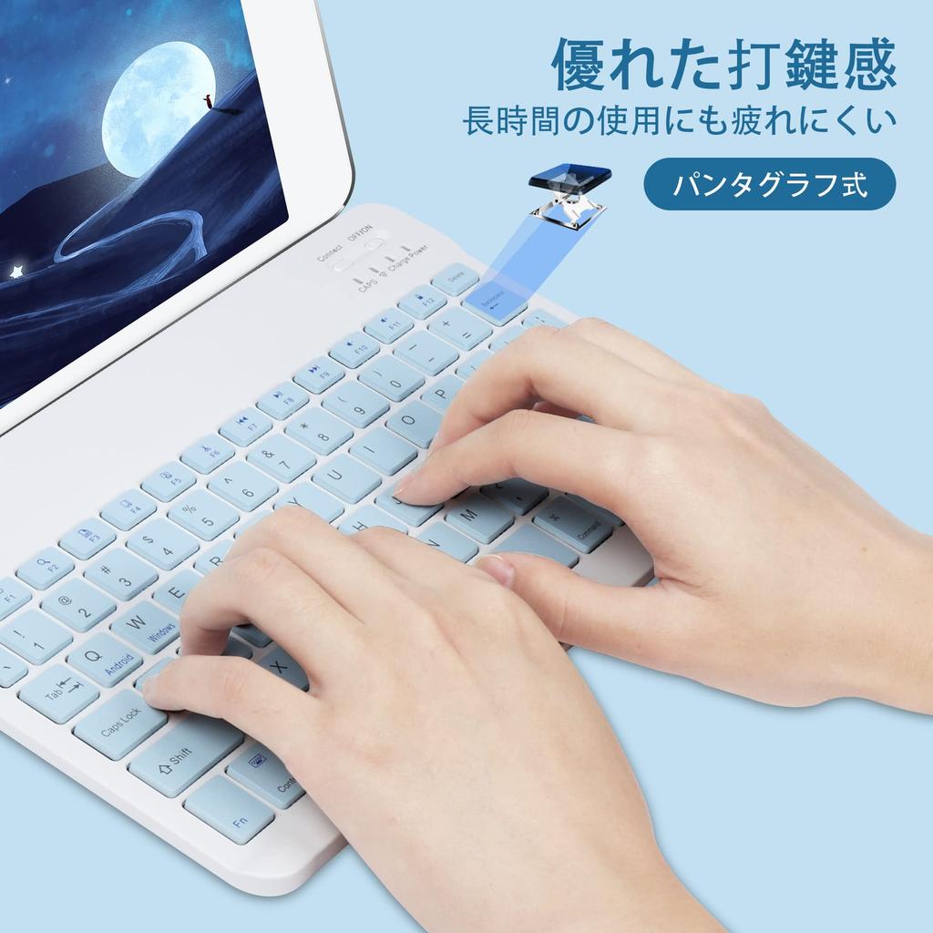 Bluetooth Tastatur- und Maus-Set für und und kompatibel mit und Blaues iPad, Smartphones, Tablets, Computer. Schlank, kompakt, niedlich, wiederaufladbar,