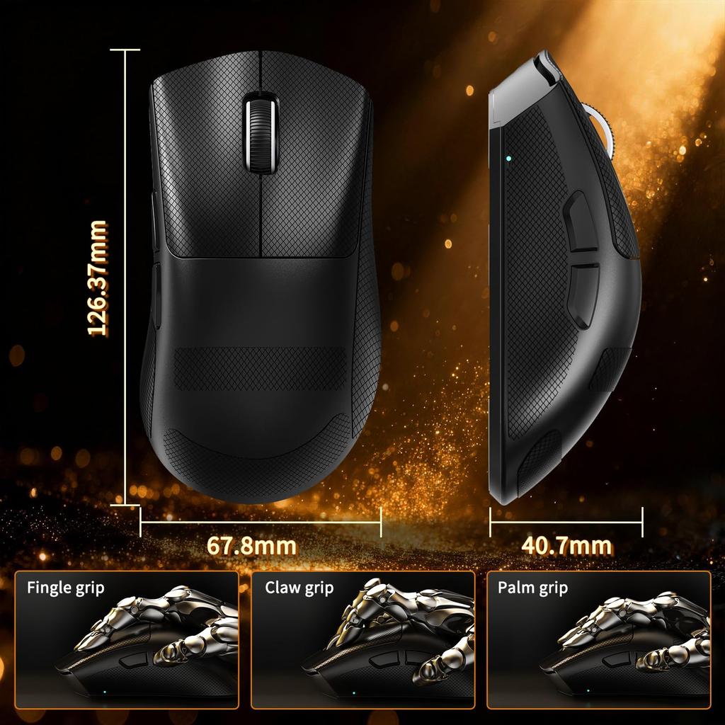ATTACK SHARK V8 Gaming Mouse with Nordic54L15 PAW3950MAX Fine Three Connection Modes Dual 8K Report 100 Million Hours Battery Cloud Independent Sheet