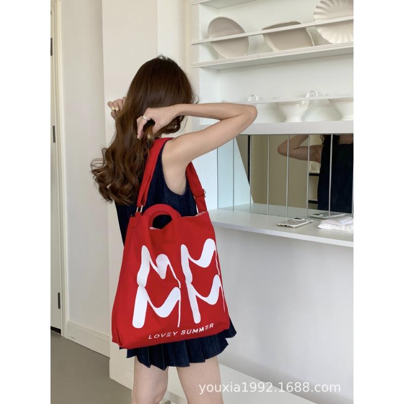 

Летняя сумка через плечо на одно плечо, большая вместительная холщовая сумка, женская сумка для поездок на работу красный