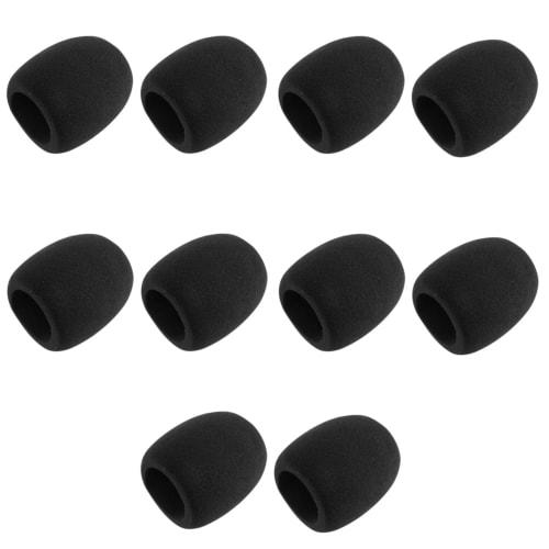 AkNebriax 10-Piece Black Microphone Sponge Windscreen Cover, High-Density Thick Sponge, Dustproof and Reusable, Replacement Microphone Sponge, Noise-C