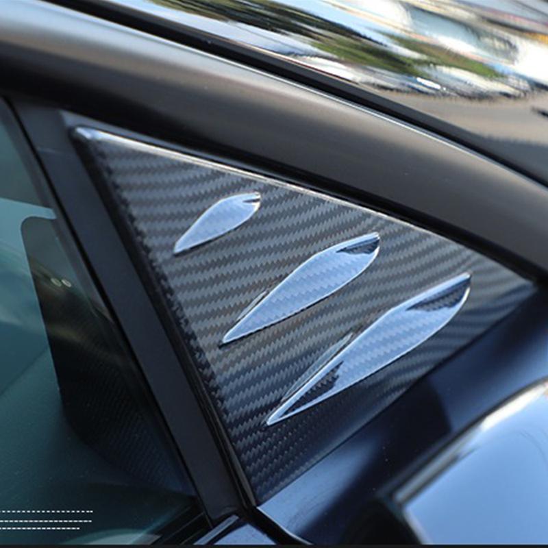 For Tesla Model 3 2016- Car A-pillar Triangular Decorative Cover Auto Real Carbon Fiber Exterior Modification Accessories