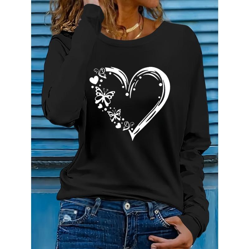 Spring And Autumn Thin Long-Sleeved T-Shirt Round Neck Top Casual Women'S Round Neck Letter Applique Base Shirt Inner Loose