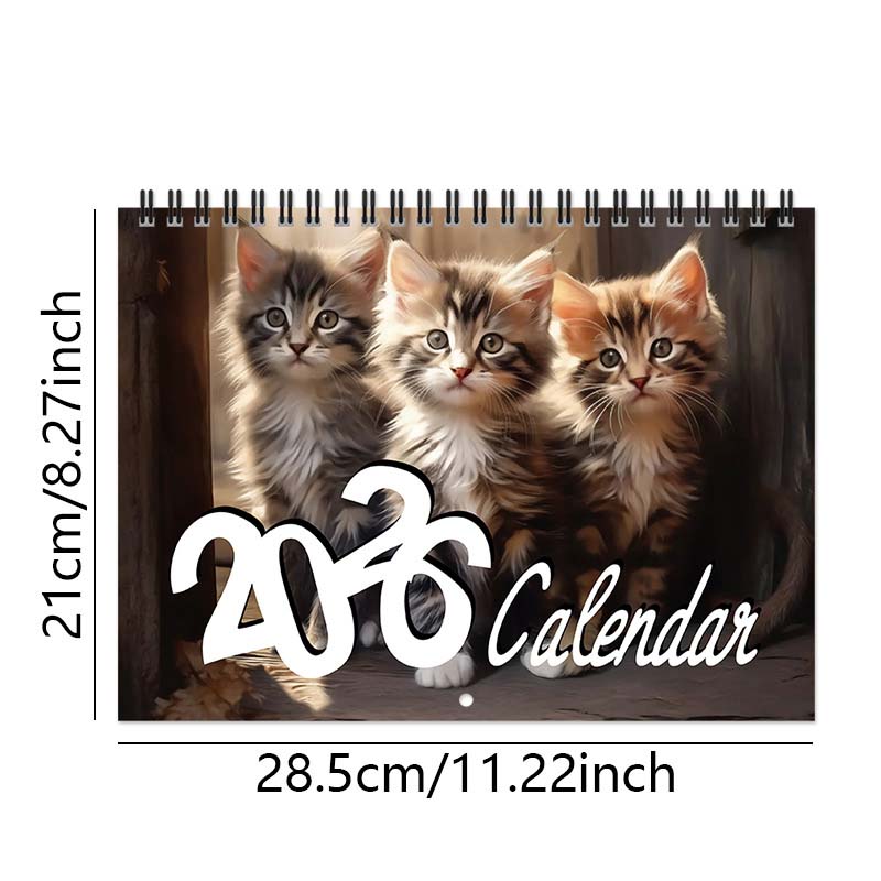 2026 Kittens Cats Calendar Wall Monthly Planner Family Home Organiser