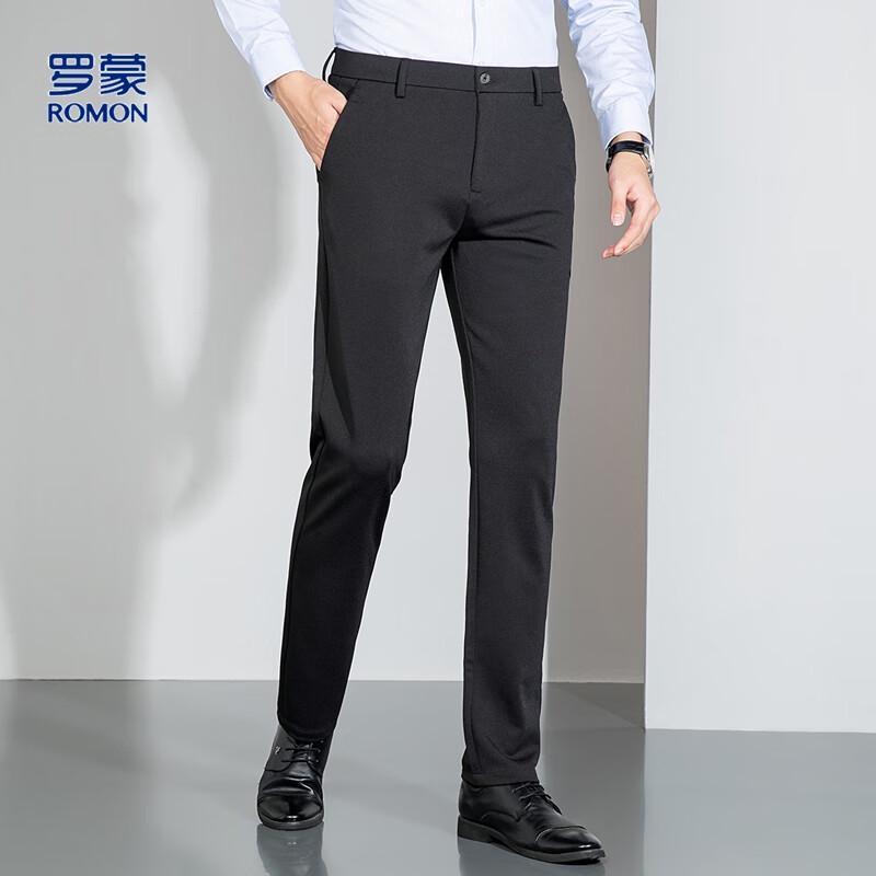 Romon Men's Four-Way Stretch Straight-Leg Business Casual Trousers