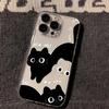 Cute Black White Cat Wa Oh Print Phone Case for iPhone 17 16 15 14 13 12 11 16E Series Pro Max Plus Double Layer Protection