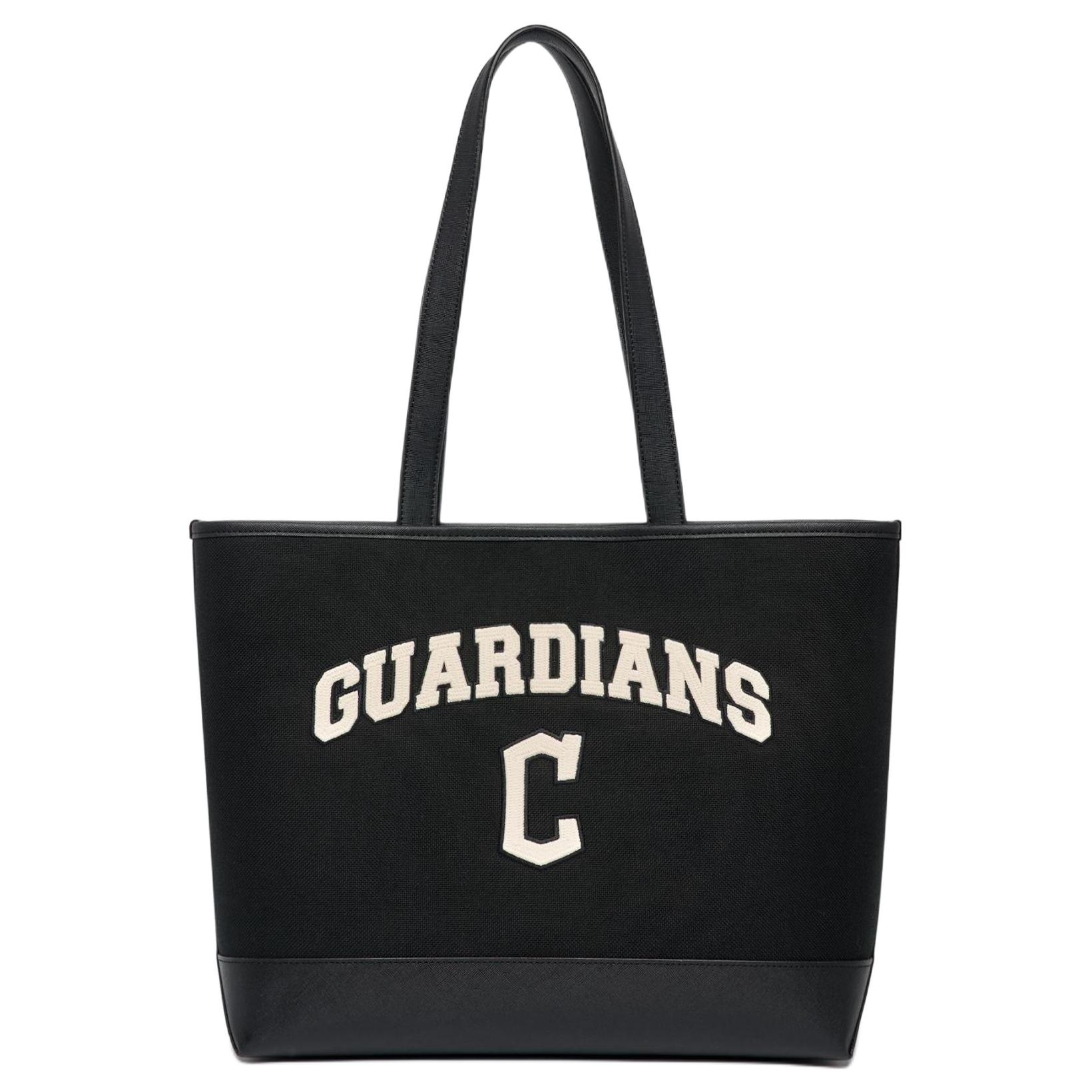 

MLB SS23 Guardians Team Letter Logo Decorative Casual College Fashion Large Capacity Canvas Cotton Shoulder Bag Unisex Bags Black 3AORL103N-45BKS Basic Set (Bag)
