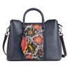 Johnature Borsa versatile in vera pelle da donna, vintage, fatta a mano, in pelle di mucca naturale goffrata, borse a tracolla