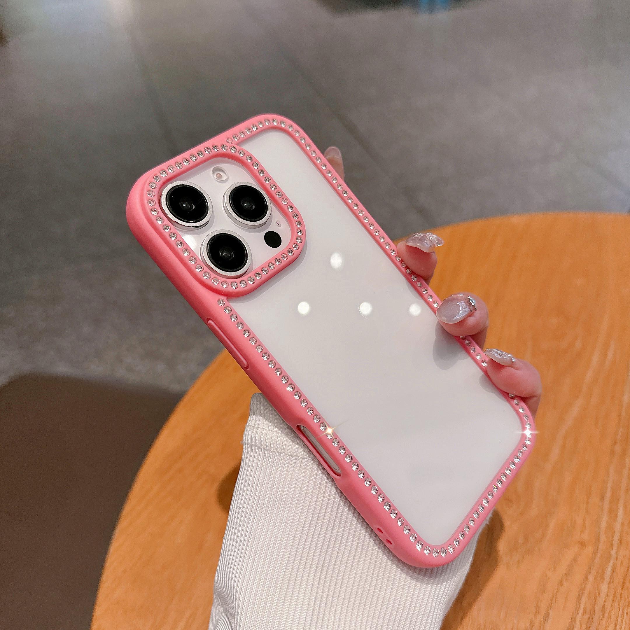 

Роскошный блестящий чехол с бриллиантовой рамкой и кристаллами для iPhone 16 Pro Max 11 12 13 14 15 Pro Max Plus Прозрачная акриловая задняя крышка Funda iPhone 12 Pro розы красного