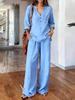 Women S Long Sleeve Solid Color Loose Casual Two Piece Set