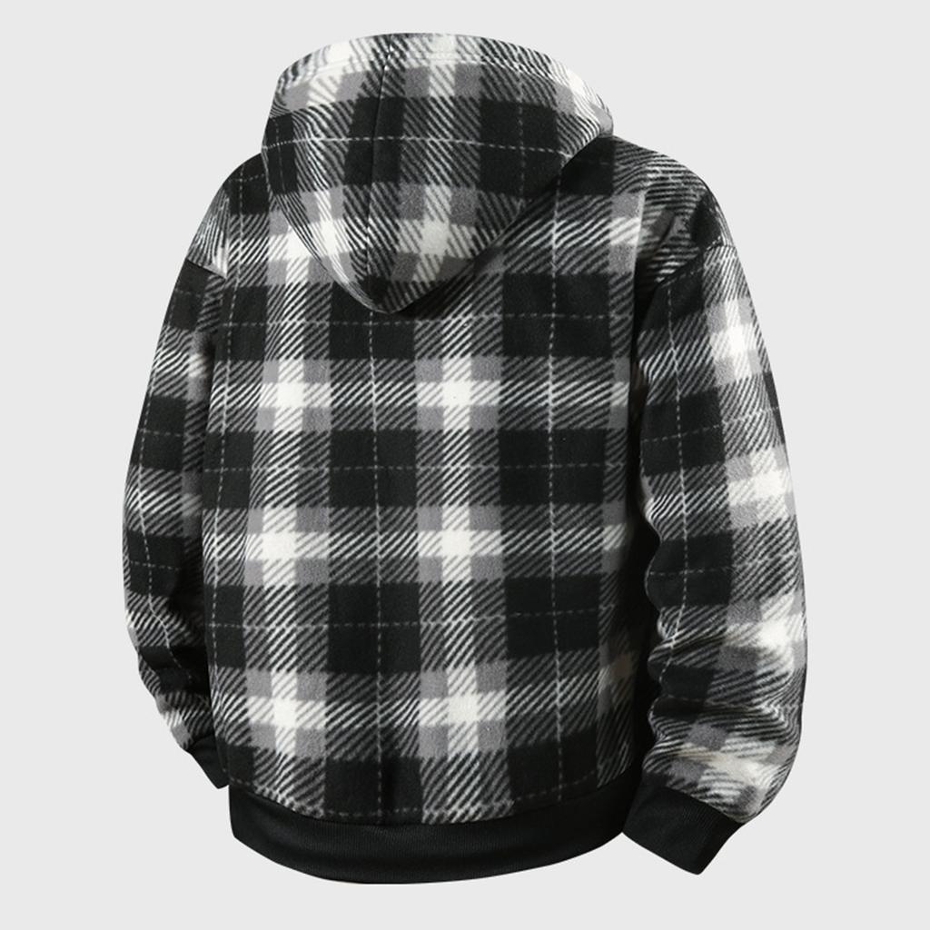 Men's Cardigan Hooded Skirt Fleece-Lined Casual Sports Sweatshirt