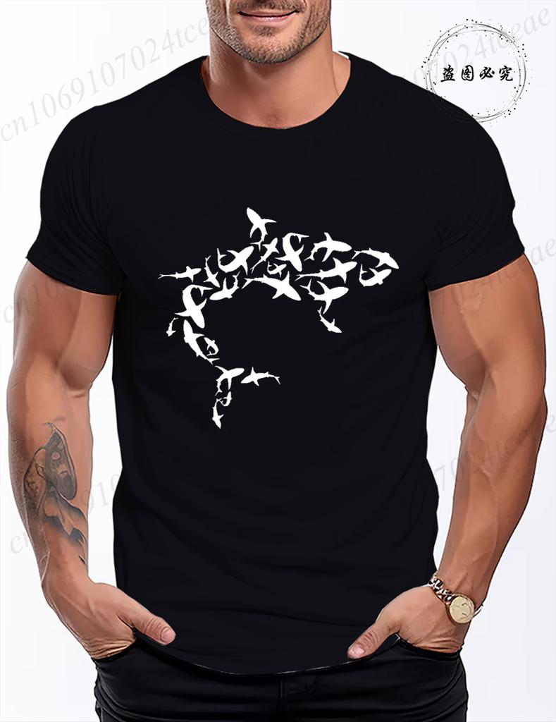 Men Womens Clothing Shark Print Tshirt Harajuku TShirt Streetwear Round Neck Top Short Sleeve Casual Summer Tee Shirt Clothes