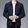 Men Jacket Lapel Long Sleeve Zipper Placket Middle-aged Coat with Side Pockets Solid Color Casual Jacket Outwear