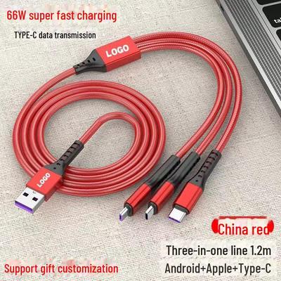 Retractable 3-in-1 Fast Charging Cable with Logo Customization - 5A Speed