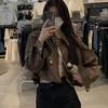 Trendy Biker Jacket Women Short Leather Coat Spring Autumn Winter Fashionable Versatile Outfit Petite Sizes