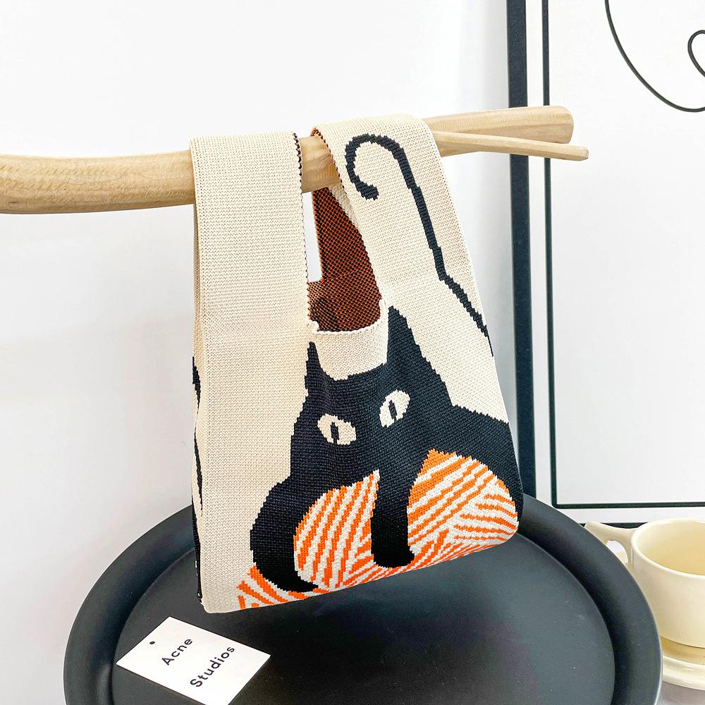 Large Capacity Knitted Bag Women'S Knitted Handbag Tote Bag Portable Storage For Outdoor Use Soft Woven Versatile And Cute Bag
