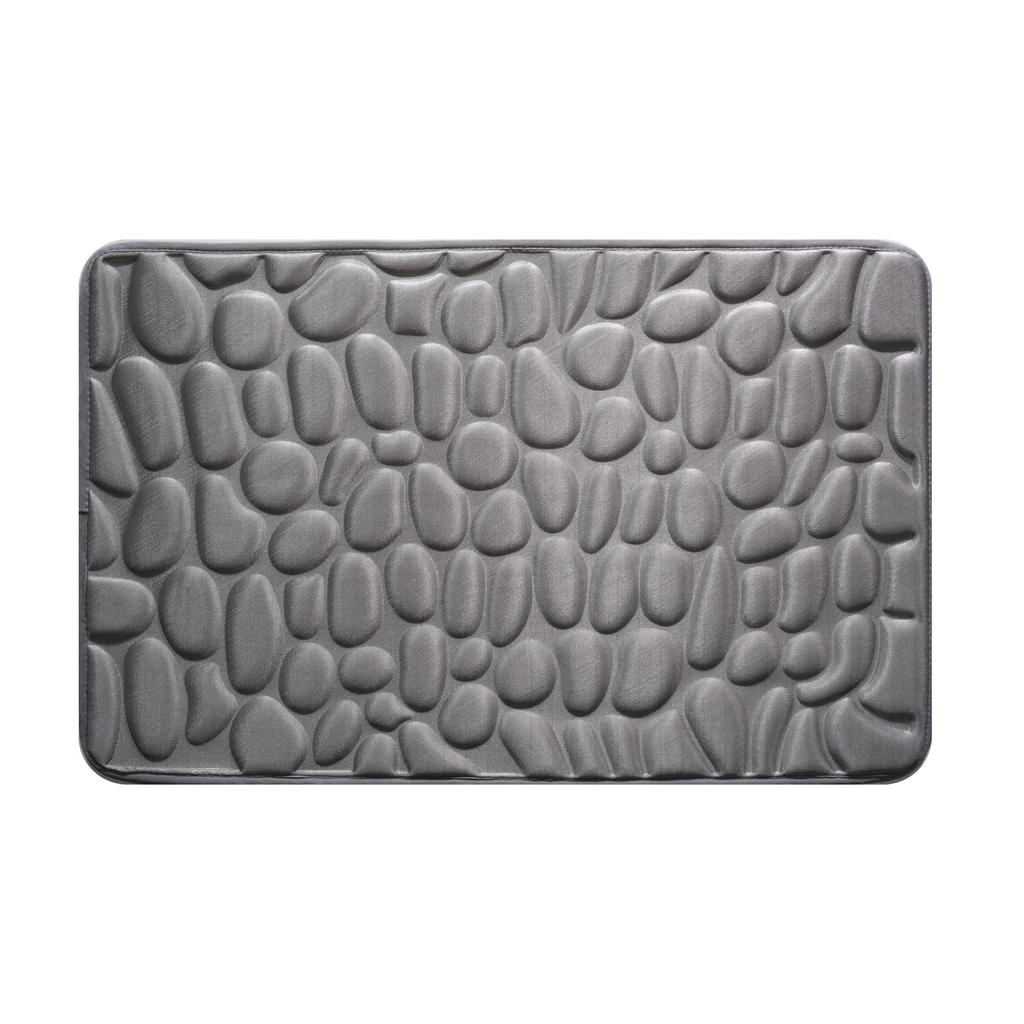 Pebbles Design Bath Mat | High-Elastic Memory Foam Bathroom Rug | Cool Ice Silk Fabric | Quick-Dry & Non-Slip Shower Mats