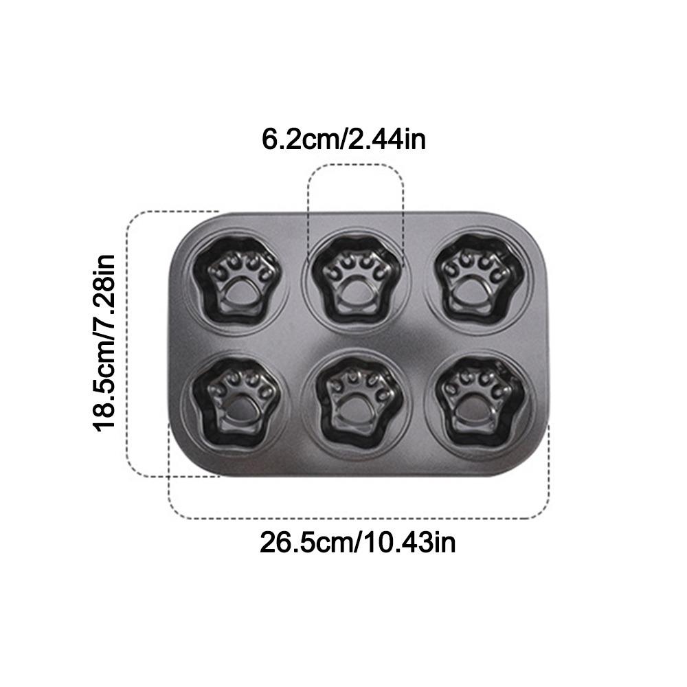 

6/12 Cavity Cupcake Baking Tray Non Stick Biscuit Candy Mould Portable Cake Mold Kitchen Bakeware Grey 6-hole Cat Paw