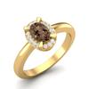 0.64 Ctw Oval Smoky Quartz 925 Sterling Silver Gold Vermeil Solitaire Accents Women Anniversary Ring