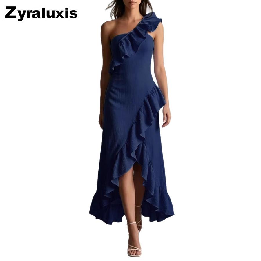 Summer New Leaf Edge Ruffled Elegant Dress Women's Clothing