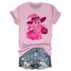 Women's Casual Halloween Breast Print T-Shirt Round Neck Pullover Short Sleeve Top