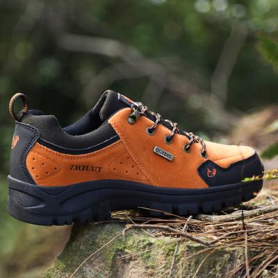 Fashion High Quality Leather Hiking Shoes Durable Outdoor Sport Men Trekking Leather Shoes Lace-Up Climbing Hunting Sneakers