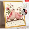 Unique 5D Framed Pearl Painting Kit with Romantic Love Birds and Flowers Sparkling Bead Art Canvas DIY Handmade Craft for Living Room Decor