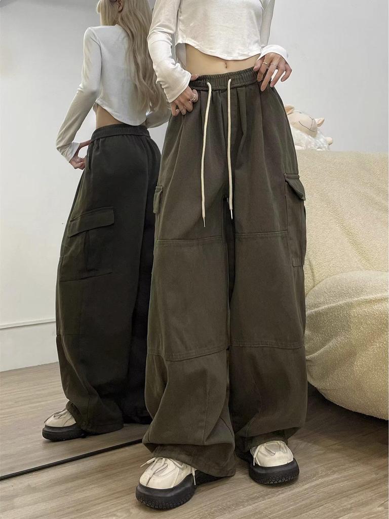 Trendy Unisex Deep Blue Wide-Leg Floor-Length Pants: Cool, Stylish, Plus-Size, Casual Spring/Summer Workwear.
