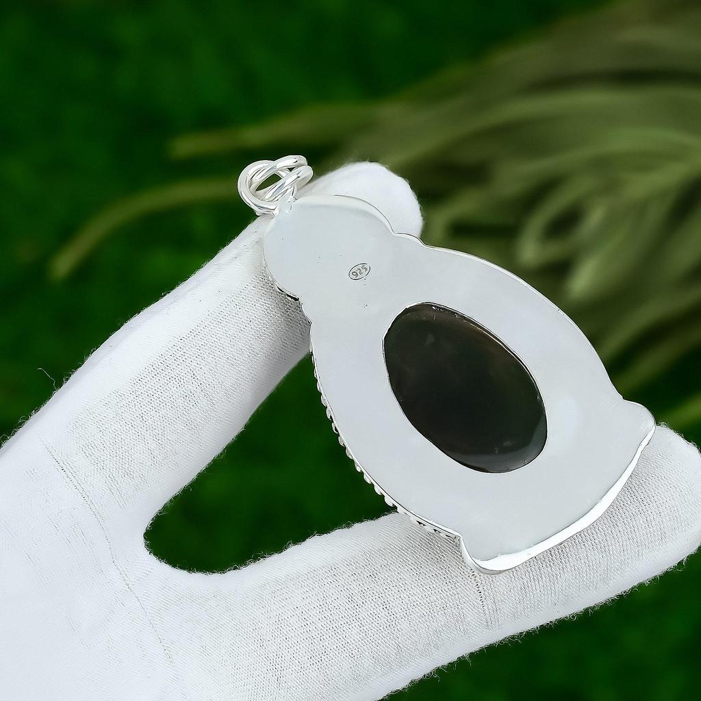 925 Sterling Silver Oval Natural Elestial Quartz Anniversary Birthday Pendant