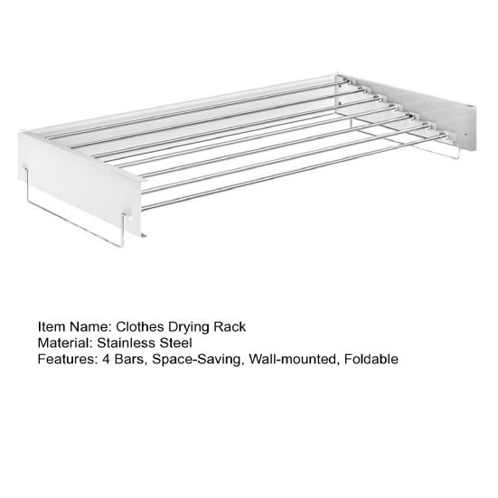 Faltbarer Wäscheständer Wandmontierter Wäschetrockner mit 4 Edelstahlstangen Platzsparender faltbarer Handtuchhalter für Badezimmer Wäsche Balkon
