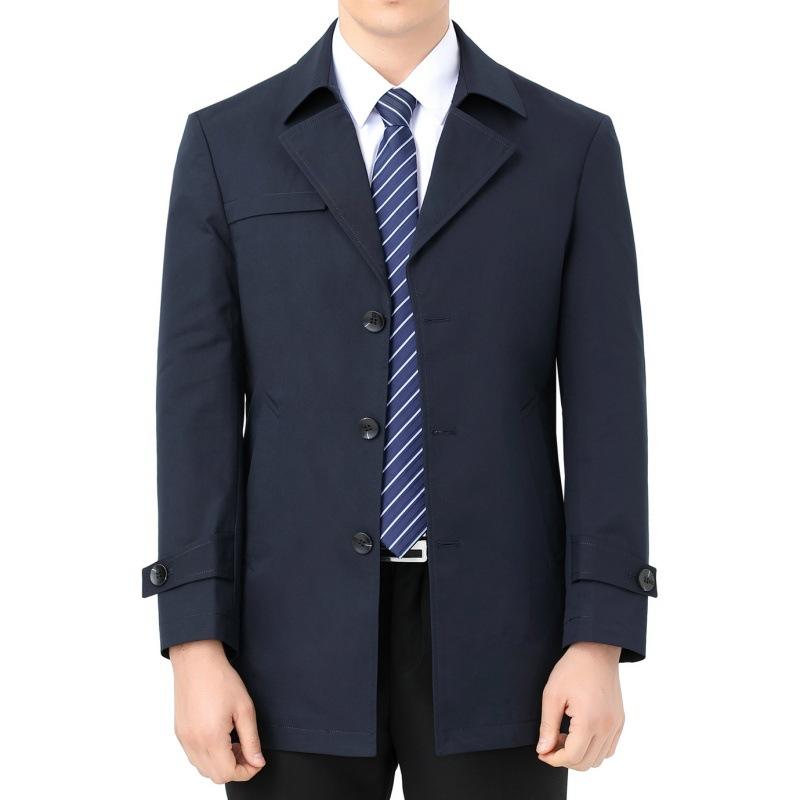 

Высококачественная мужская ветровка средней длины, осенний новый стиль, деловой повседневный костюм для молодежи и среднего возраста, куртка с воротником-стойкой для папы, большой размер 195