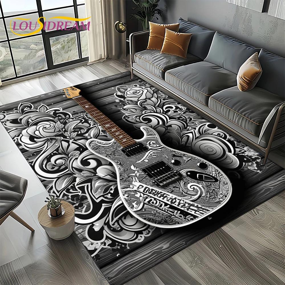 

27 Style New Skull Electric Guitar Classical Guitar Carpet Rug for Living Room Bedroom Home Sofa,kid Area Rug Non-slip Floor Mat 40x60cm( 15x23in )
