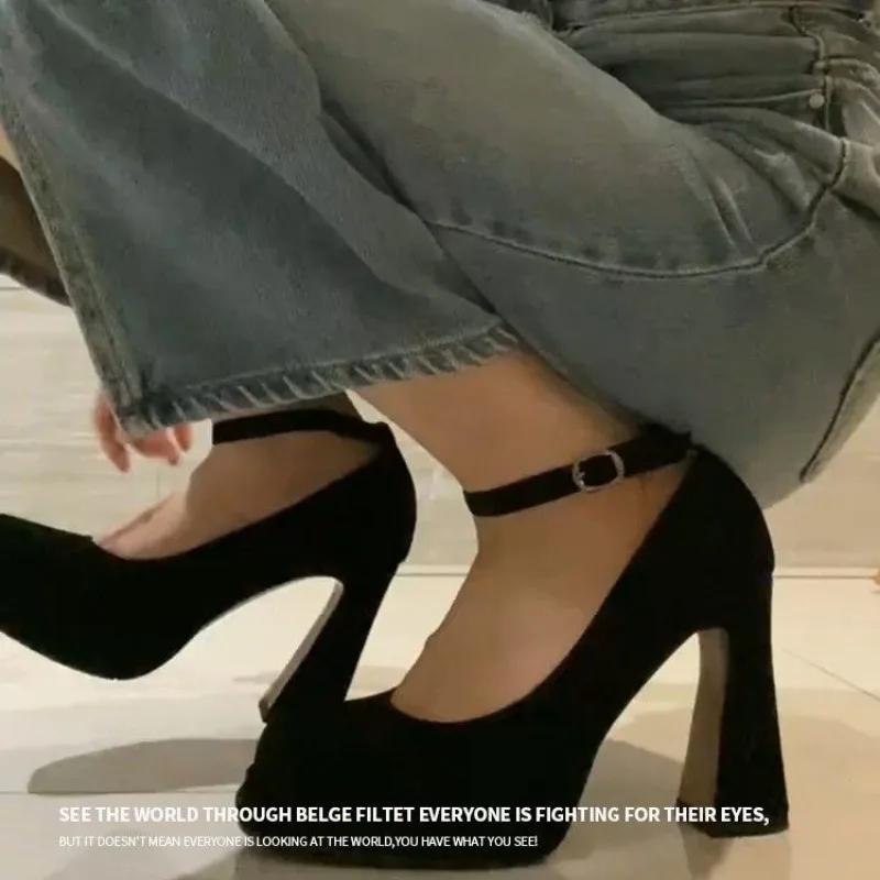 Fashion 2025 Summer New Women's Mary Janes Fashion Shallow Ankle Buckle Strap High Heels Fashion Elegant Party & Dress Pumps Women